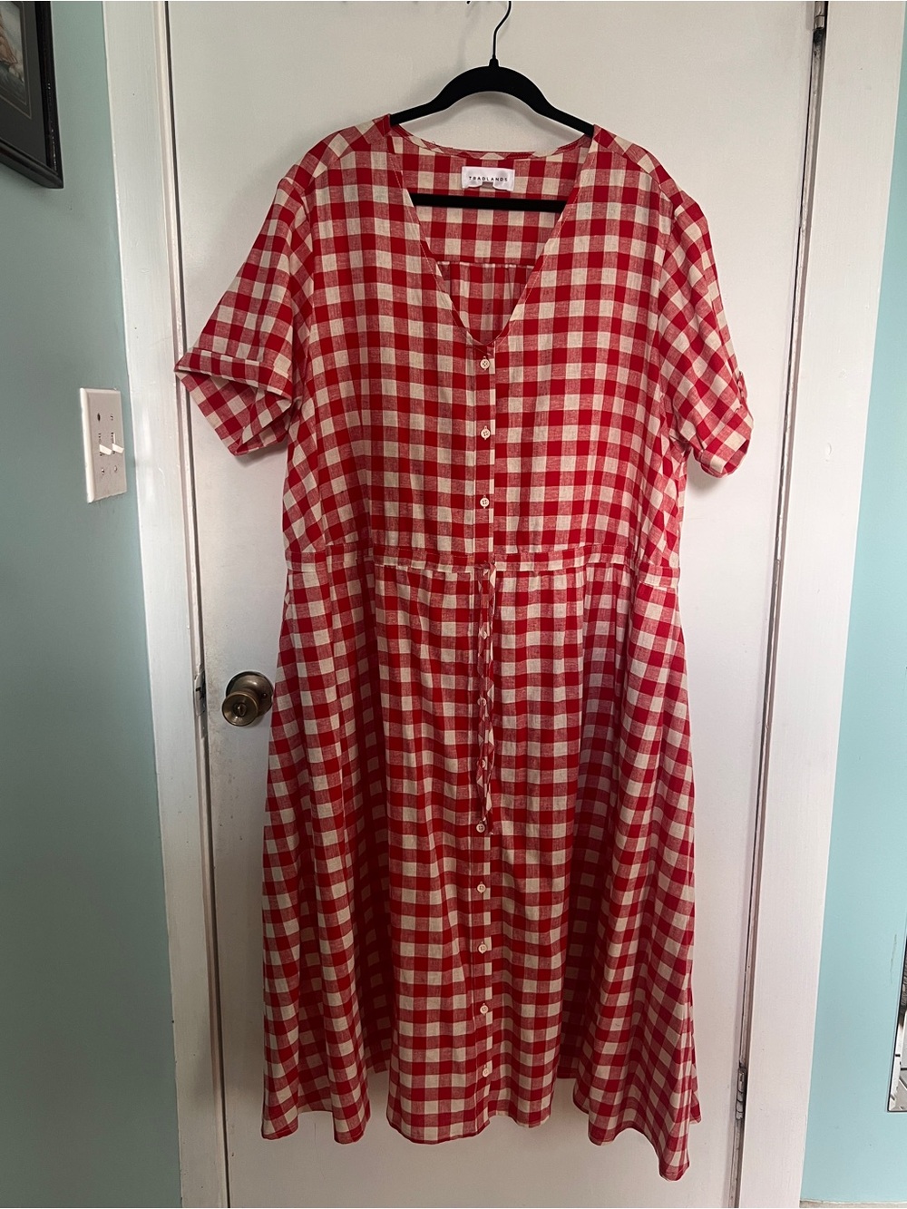 Tradlands Nell midi red gingham dress 2X